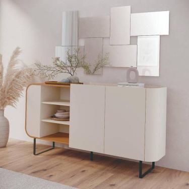 Imagem de Buffet para Sala de Jantar 160x87,3cm Flow Off White/Marrom
