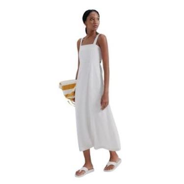 Imagem de Vestido Midi Hering Evasê Alças Médias Linho Off White-Feminino