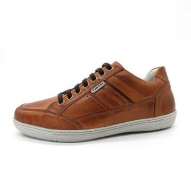 Imagem de Sapatenis Casual Masculino em Couro Forrado Palmilha Gel Conforto Anatomica Macio Dia a...