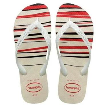 Imagem de Chinelo Havaianas Top Basic Masculino - Branco e Vermelho - 39/40-Masculino