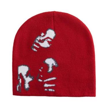 Imagem de Gorro Unissex Quente De Lã Estampado Estilo Y2K, Acessório Hip Hop - N