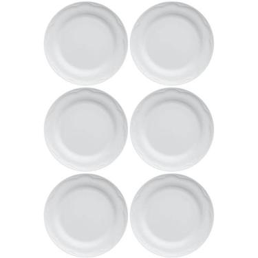 Imagem de Conjunto 6 Pratos Rasos Porcelana 25cm Branco Relevo Cottage Redondo G