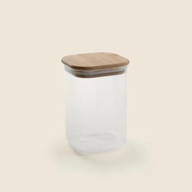 Imagem de Pote Canelado Bambu Borossilicato 1.1L - ACASA - ACASA, Natural