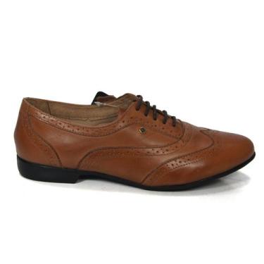 Imagem de Sapato Social Feminino Oxford Em Couro Bico Fino Elegante - Aine Store
