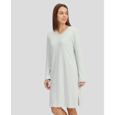 Imagem de Camisola Feminina de Cetim com Renda Manga Longa Verde Lohe, Verde, G