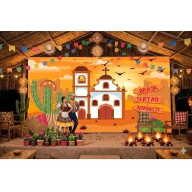 Imagem de Painel de lona Sertão Nordeste Cordel Festa Junina Igreja - Fabrika de