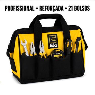 Imagem de Bolsa Ferramentas Reforçada 21 Bolsos Fundo Rígido Transporte Organiza