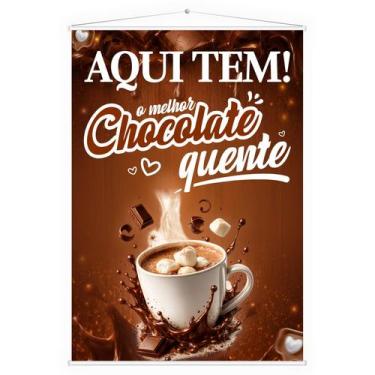 Imagem de Banner Faixa Lona Aqui Tem Chocolate Quente Cafeteria 100x70 - DC Mult