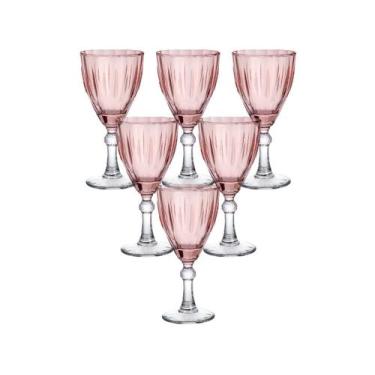 Imagem de Conjunto de Taças Água/ Vinho Dominic 275ml Vidro Rosa 6 Peças TCVN014