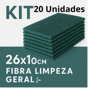 Imagem de Kit 20 Und Fibra Limpeza Geral Verde 26cm  10cm  Uso Geral Multiuso pa