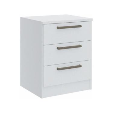 Imagem de Mesa de Cabeceira Modulada 3 Gavetas Requinte+ 100% MDF Branco - Móvei