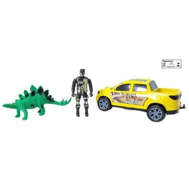 Imagem de Dino Park Adventure Pickup Samba Toys Carrinho Amarelo Dinossauro e Bo