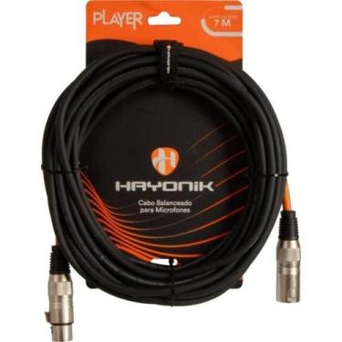 Imagem de Cabo Para Microfone Player XLR(F) x XLR(M) 7m Preto Hayonik