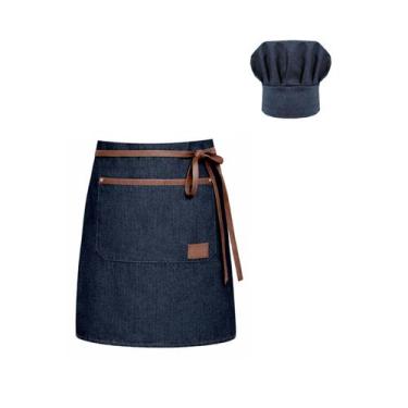 Imagem de Avental de Cintura Jeans Couro Chapeu de Cozinheiro Restaurante - CASA
