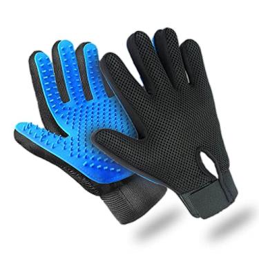 Imagem de Conjunto de luvas e pincéis para cuidados com animais de estimação – Removedor de pelos para cães e gatos – Luvas de animais de estimação premium para remoção de cabelo, escova para queda, cães, gatos cavalos remove emaranhados e sujeira para peles longas luvas para animais de estimação, Cinza, gray