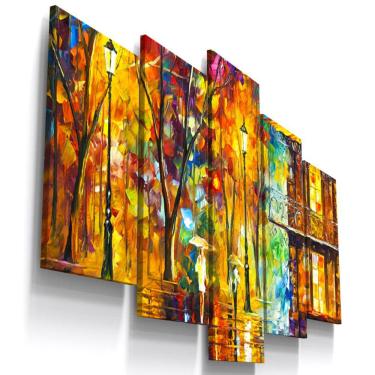 Imagem de Quadros Decorativos Pintura Abstrato City Sala Quarto 