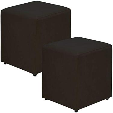 Imagem de Kit 02 Puffs Quadrado L02 Decorativo Sala de Estar Suede Preto - Lyam Decor