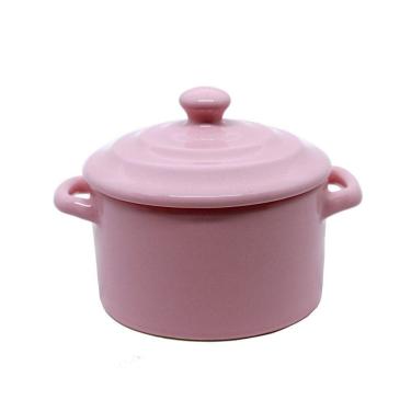 Imagem de Mini Caçarola de Cerâmica com Tampa Rosa 250ml - Unid.