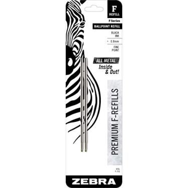 Imagem de Caneta esferográfica Zebra F-Series de aço inoxidável, ponta fina, 0,8 mm, tinta preta, 2 unidades