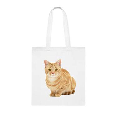 Imagem de Sacola de gato malhado laranja, presente divertido, bolsa de ombro, bolsas reutilizáveis, cesta de Natal de aniversário, ideia de presente, Branco