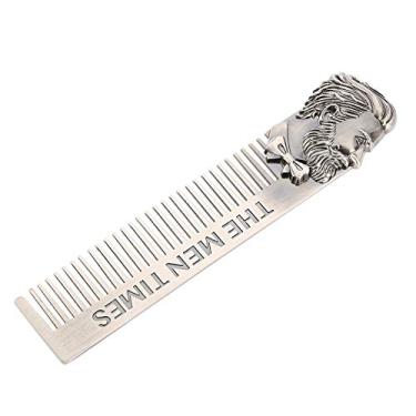 Imagem de Pente de barba antiestática, os dentes de pente são lisos, não machucam o couro cabeludo e não deformam o kit de cuidados de barba de aço inoxidável para aparar a barba