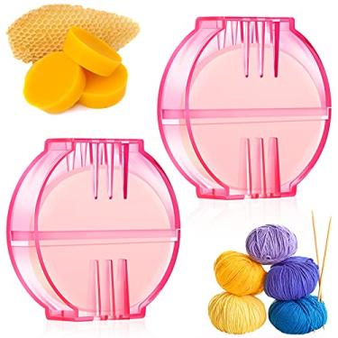 Imagem de 2 Peças Condicionadores de Fio de Cera de Abelha Costura Fortalecimento de Cera de Abelha Suportes de Fios Redondos Condicionadores de Fios Vermelhos Suprimentos de Costura de Cera para Colcha Linha d