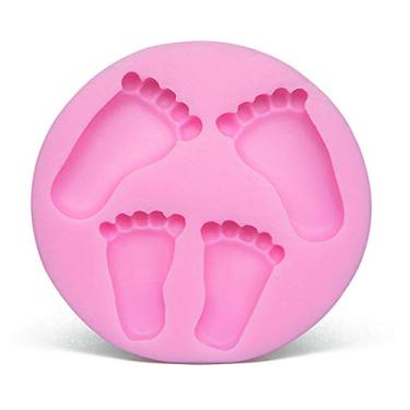 Imagem de Molde de silicone para pés de bebê 3D OBTANIM para decoração de bolo de chá de bebê, molde para fazer doces e artesanato
