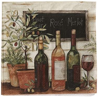 Imagem de Boston International Guardanapos de papel para coquetel C811200 IHR 12,7 x 12,7 cm, vinho e azeitonas