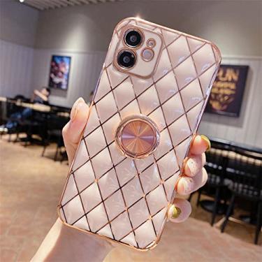 Imagem de Capa de telefone macia de malha de ouro chapeamento de luxo para iphone 14 13 12 11 pro xs max mini se x xr 7 8 plus suporte de anel de metal, rosa, para iphone se 2020