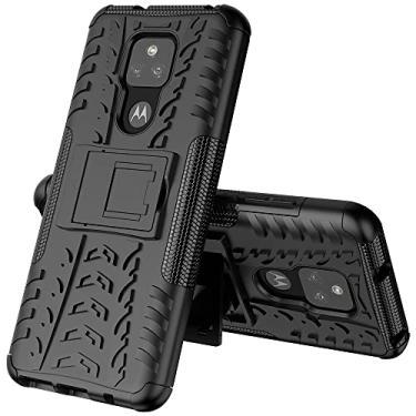 Imagem de Capa protetora ultrafina compatível com Motorola Moto G Play (2021), TPU + PC Bumper Hybrid Militar Grade Rugged Case, Capa de telefone à prova de choque com capa traseira de telefone com suporte (cor: preto)