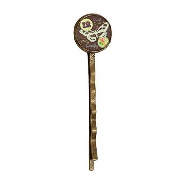 Imagem de Carimbos de rosa e borboleta retrô de metal para cabelo