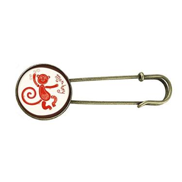 Imagem de Ano de macaco animal China zodíaco vermelho retrô metal broche joias
