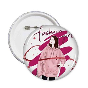 Imagem de Design de arte de figura de menina fashion ilustração alfinetes botão emblema decoração acessório 5 peças