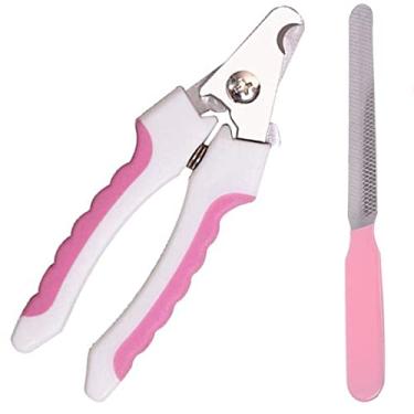 Imagem de Cortador De Unhas Pet Weemsbox Kit Alicate e Lixa Para Cães e Gatos (Branco e Rosa)