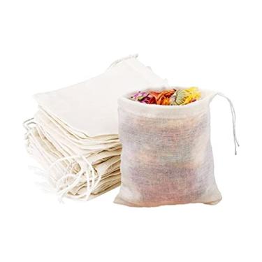 Imagem de 100 peças de sacos de cordão de algodão natural, sacos de musselina reutilizáveis de 15 x 15 cm, sachê de presente, bolsa de joias para festa de casamento, armazenamento doméstico