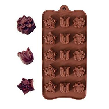 Imagem de Molde de Silicone para Chocolate Bombom Sabonete Flores F01