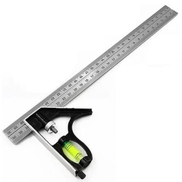 Imagem de Genérico Esquadro Combinado com Nível Ajustável Profissional 30cm Metal com Nível de Plástico
