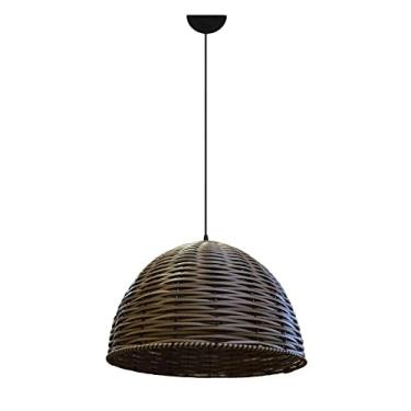 Imagem de Lustre Pendente de Junco Sintético - Modelo Meia Bola - Avela