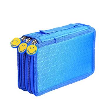 Imagem de Estojo de lápis Elonglin bolsa para caneta prática e grande, multicamadas, com alça para lápis de aquarela, lápis de cor Prismacolor, Crayola, e canetas Marco, 52 compartimentos, azul