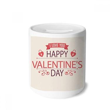 Imagem de DIYthinker Cofre de coração Feliz Dia dos Namorados Amor Dinheiro Caixa de Cerâmica Porta-Moedas Presente