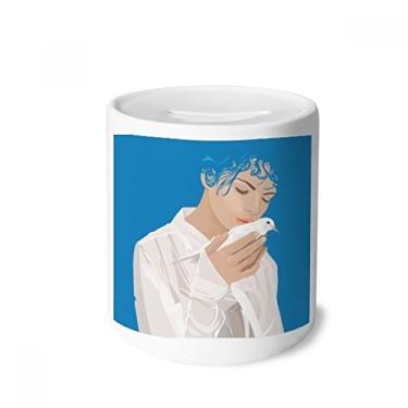 Imagem de DIYthinker Blue Peace Girl Caixa de cerâmica com estampa anti-guerra para dinheiro, porta-moedas