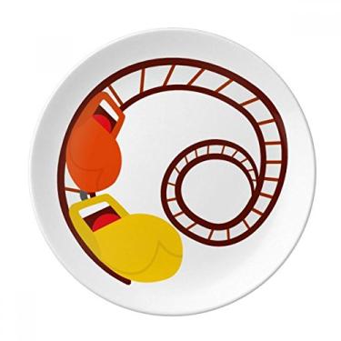 Imagem de Porta-copos para ilustrações de parque de diversões de porcelana decorativa Salver louças de jantar