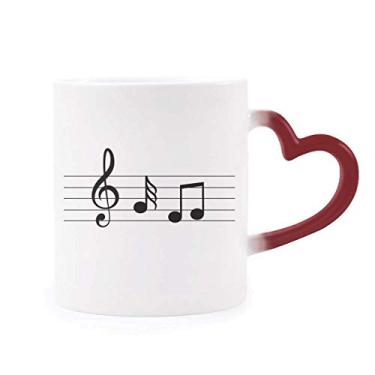 Imagem de Caneca azul sensível ao calor Music 5-le Staff copo de grés que muda de cor vermelha