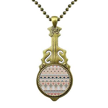 Imagem de DIYthinker Colar de triângulo de losango cinza azul vermelho joia de guitarra pingente de música