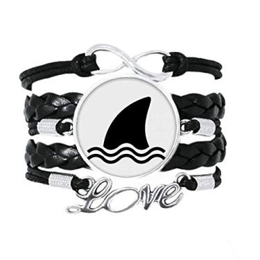 Imagem de OFFbb-USA Tubarão Dorsal Barbatana Terror Art Deco Presente Pulseira Moda Amor Acessório de Couro Trançado Corda Pulseira Presente