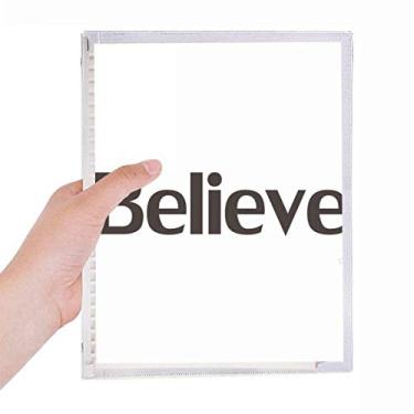 Imagem de Caderno com frases inspiradoras Believe Word Caderno de folhas soltas para diário recarregável