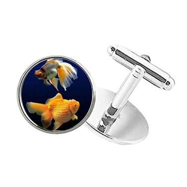 Imagem de DIYthinker Abotoaduras com clipe de botão redondo com imagem da natureza da Ocean Fish