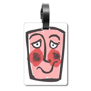 Imagem de Shy Abstract Face Sketch Happy Suitcase Bag Etiqueta Bagagem Cartão de Bagagem Scutcheon Etiqueta