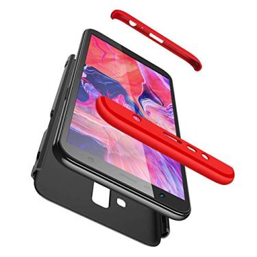 Imagem de Capa Capinha Anti Impacto 360 Para Samsung Galaxy J6 Plus J6+ J610 2018 Tela 6.0 Polegadas Case Acrílica Fosca Acabamento Macio - Danet (Preto com vermelho)