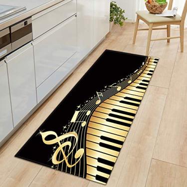 Imagem de SOONHUA Tapete de cozinha, teclado de piano 3D, tapete de cozinha para proteção de piso, capacho antiderrapante, tapete de corredor, tapetes para entrada de casa, cozinha, banheiro, varanda